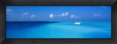 Framed Boat in the Ocean, The Maldives Print
