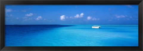 Framed Boat in the Ocean, The Maldives Print