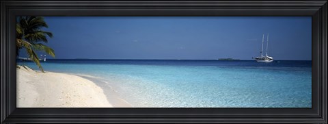 Framed Beach &amp; Boat Scene The Maldives Print