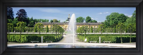 Framed Fountain in a garden, Potsdam, Germany Print