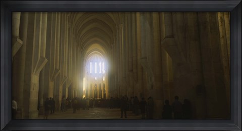Framed Group of people in the hallway of a cathedral, Alcobaca, Portugal Print