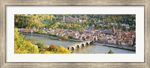 Framed Aerial view of Heidelberg Castle and city, Heidelberg, Baden-Wurttemberg, Germany Print