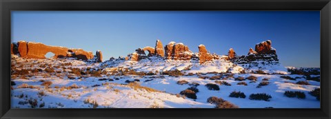 Framed Rock formations on a landscape, Arches National Park, Utah, USA Print