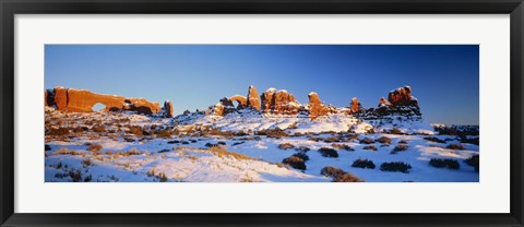 Framed Rock formations on a landscape, Arches National Park, Utah, USA Print