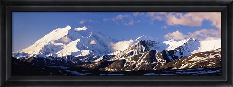 Framed Mountain covered with snow, Alaska Range, Denali National Park, Alaska, USA Print