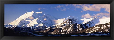 Framed Mountain covered with snow, Alaska Range, Denali National Park, Alaska, USA Print