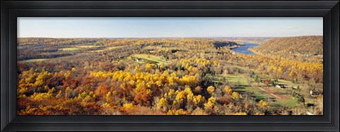 Framed Aerial view of a landscape, Delaware River, Washington Crossing, Bucks County, Pennsylvania, USA Print