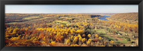 Framed Aerial view of a landscape, Delaware River, Washington Crossing, Bucks County, Pennsylvania, USA Print