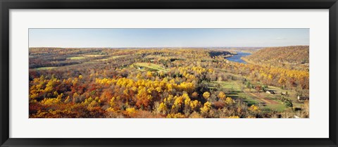 Framed Aerial view of a landscape, Delaware River, Washington Crossing, Bucks County, Pennsylvania, USA Print