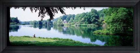 Framed Stourhead Garden Lake and pavillion, England, United Kingdom Print