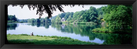 Framed Stourhead Garden Lake and pavillion, England, United Kingdom Print