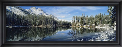Framed Reflection of trees in a lake, Yellowstone National Park, Wyoming, USA Print