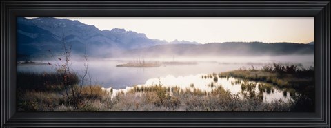 Framed Lake with mountains in the background, Canadian Rockies, Alberta, Canada Print