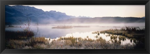 Framed Lake with mountains in the background, Canadian Rockies, Alberta, Canada Print