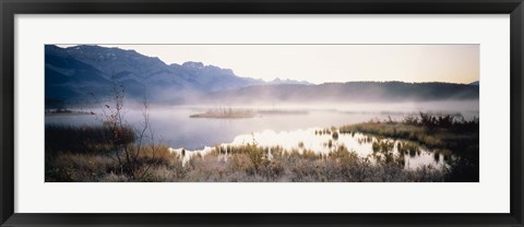 Framed Lake with mountains in the background, Canadian Rockies, Alberta, Canada Print