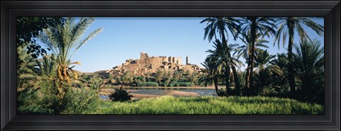 Framed Palm trees with a fortress in the background, Tiffoultoute, Ouarzazate, Marrakesh, Morocco Print
