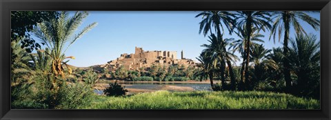 Framed Palm trees with a fortress in the background, Tiffoultoute, Ouarzazate, Marrakesh, Morocco Print