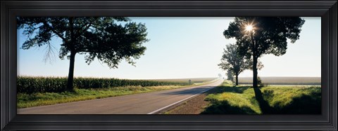 Framed Road passing through fields, Illinois Route 64, Illinois, USA Print