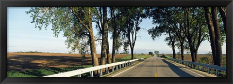 Framed Road passing through a landscape, Illinois Route 64, Carroll County, Illinois, USA Print