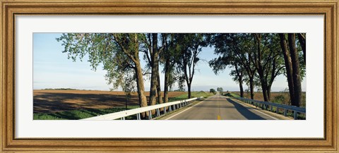 Framed Road passing through a landscape, Illinois Route 64, Carroll County, Illinois, USA Print