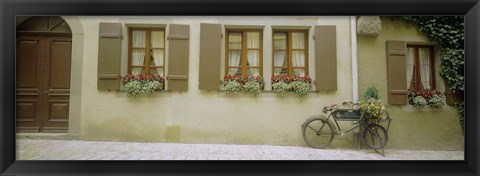 Framed Bicycle outside a house, Rothenburg Ob Der Tauber, Bavaria, Germany Print