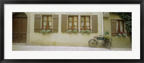 Framed Bicycle outside a house, Rothenburg Ob Der Tauber, Bavaria, Germany Print