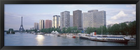 Framed Skyscrapers near a river, Paris, France Print