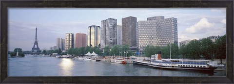 Framed Skyscrapers near a river, Paris, France Print
