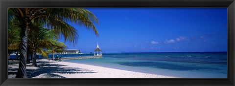 Framed Beach At Half Moon Hotel, Montego Bay, Jamaica Print