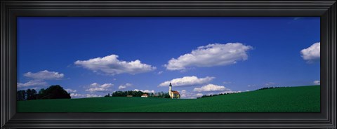 Framed Rural Scene With Church, Near Niederaich, Germany Print