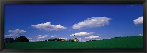 Framed Rural Scene With Church, Near Niederaich, Germany Print