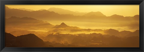 Framed Mountains with valley at sunset, Takachiho-Kyo, Miyazaki Prefecture, Kyushu, Japan Print