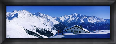 Framed Alpine Scene In Winter, Switzerland Print