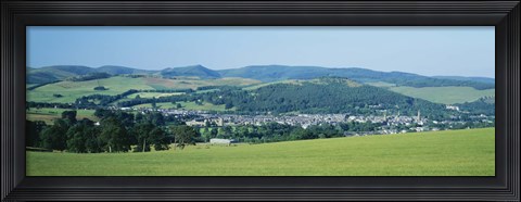 Framed High angle view of a village, Peebles, Tweeddale, Scotland Print