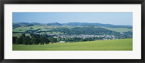 Framed High angle view of a village, Peebles, Tweeddale, Scotland Print