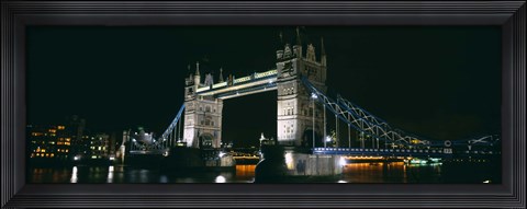 Framed Bridge lit up at night, Tower Bridge, London, England Print