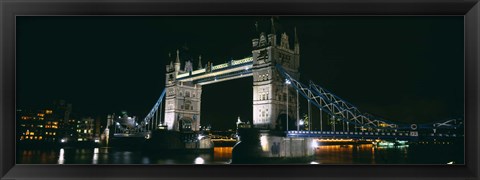 Framed Bridge lit up at night, Tower Bridge, London, England Print