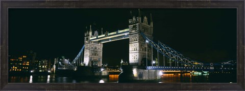 Framed Bridge lit up at night, Tower Bridge, London, England Print