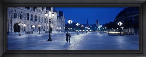 Framed Hotel de Ville &amp; Notre Dame Cathedral Paris France Print