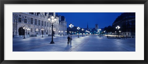 Framed Hotel de Ville &amp; Notre Dame Cathedral Paris France Print