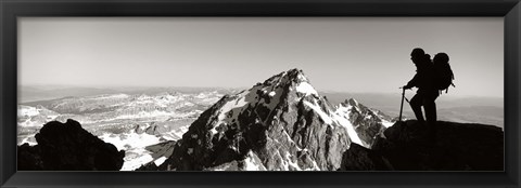 Framed Hiker, Grand Teton Park, Wyoming, USA Print