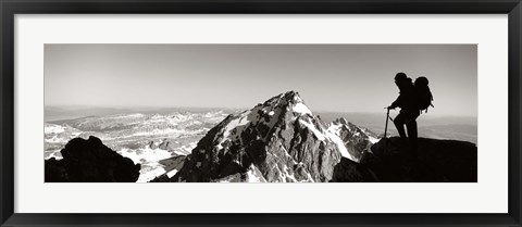 Framed Hiker, Grand Teton Park, Wyoming, USA Print