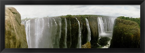 Framed Water falling into a river, Victoria Falls, Zimbabwe, Africa Print