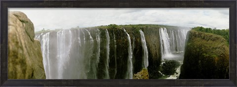 Framed Water falling into a river, Victoria Falls, Zimbabwe, Africa Print