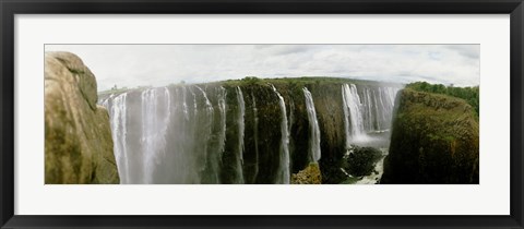 Framed Water falling into a river, Victoria Falls, Zimbabwe, Africa Print