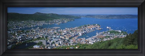 Framed High angle view of a city, Bergen, Hordaland, Norway Print