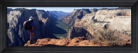 Framed Female hiker standing near a canyon, Zion National Park, Washington County, Utah, USA Print