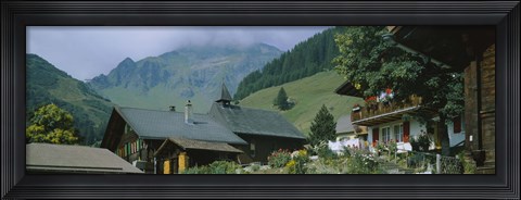 Framed Low angle view of houses on a mountain, Muren, Switzerland Print