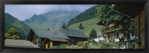 Framed Low angle view of houses on a mountain, Muren, Switzerland Print