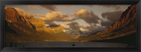 Framed Mountains surrounding a lake, St. Mary Lake, Glacier Bay National Park, Montana, USA Print